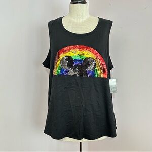 Disney Rainbow Mickey Mouse Sequin Tank Top  2XL NWT